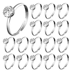 Whaline 72 Packs Silver Diamond Engagement Rings Bridal Shower Ring for ...