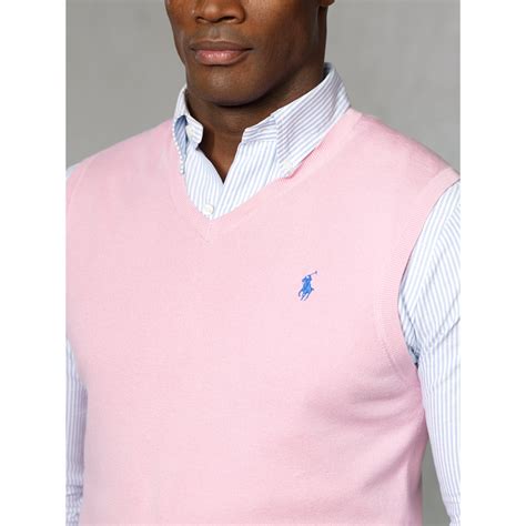 Lyst - Polo Ralph Lauren Pima Cotton V-neck Vest in Pink for Men
