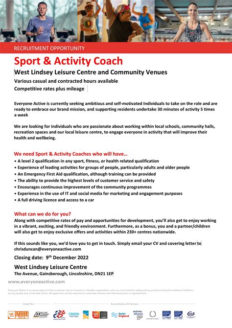 Sport & Activity Coach Vacancies – Everyone Active - Shine