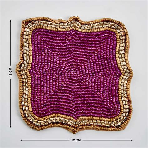 Buy Maya Set of 4 Poly Satin Beaded Coasters from Home Centre at just ...