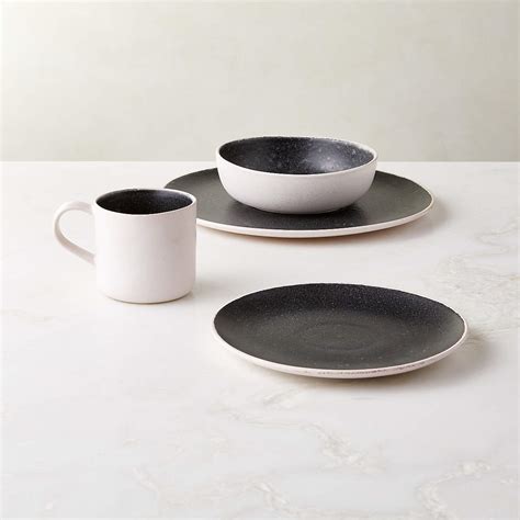 Fynn Modern 4-Piece Black and White Dinnerware Set with Soup Bowl ...