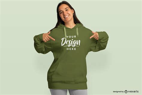 Latin American Woman In Hoodie Mockup PSD Editable Template
