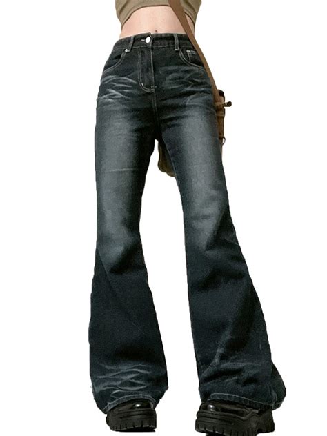 Y2K Flare Pants For Women Low Rise Cargo Pants Retro Harajuku Skinny ...