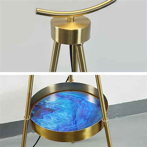 Nordic Tripod Floor Lamp w/ Tray & Feather Globe Shade | VAXLAMP