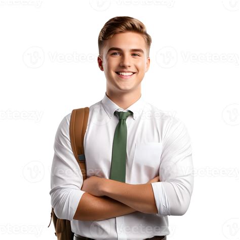AI generated White American male student smiling happily 38567884 PNG