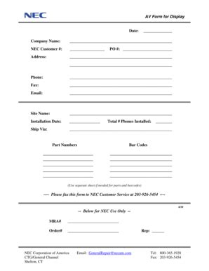 Fillable Online Display AV Form - Changing Times Telephone Service Fax ...