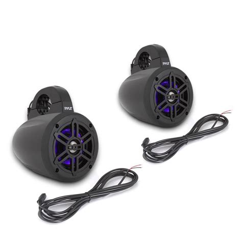 Pyle Waterproof Rated Bluetooth Marine Tower Speakers & Led Lights (4 ...