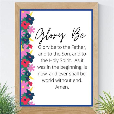 Glory Be Catholic Prayer Art Printable English 8x10 Printable Wall Art ...