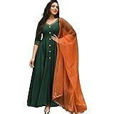 Buy GoSriKi Women's Organza Printed Anarkali Kurta with Pant & Dupatta ...