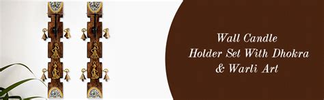 ExclusiveLane Dhokra and Warli Art Decorative Wood Wall Candle Holder ...