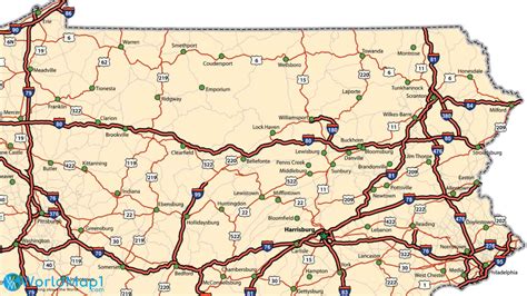 Highway map of pennsylvania