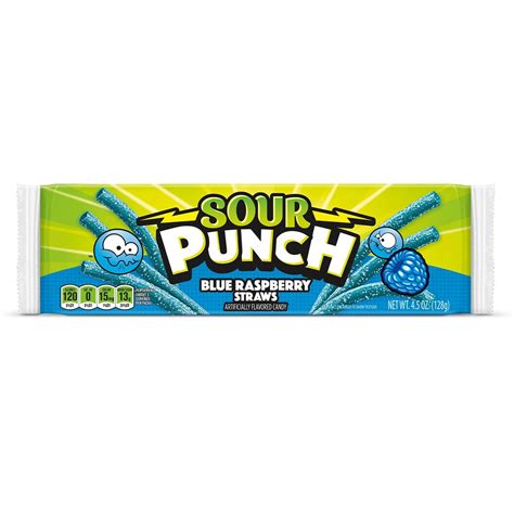 Amazon.com : Sour Punch Blue Raspberry Sour Candy Straws 4.5 Oz Tray ...