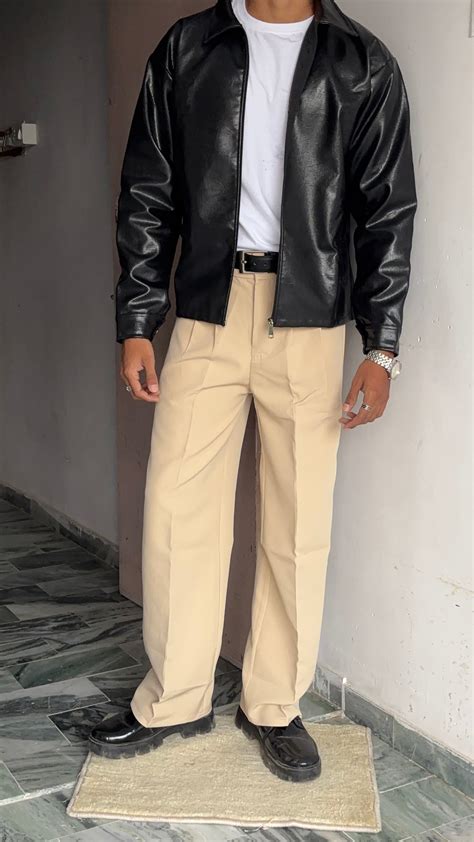Men’s Cropped Leather Bomber Jacket – Waist-Length Minimalist Design ...