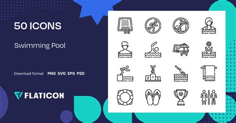 Swimming Pool Icon Pack | Lineal | 50 .SVG Icons