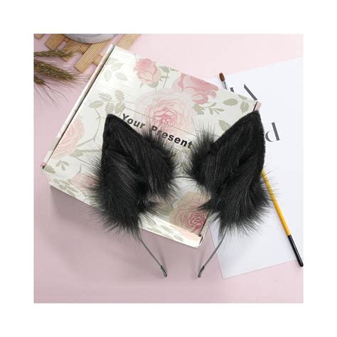 Buy Jonsdavian Handmade Furry Wolf Fox Ears Cat Headdress Simulation ...
