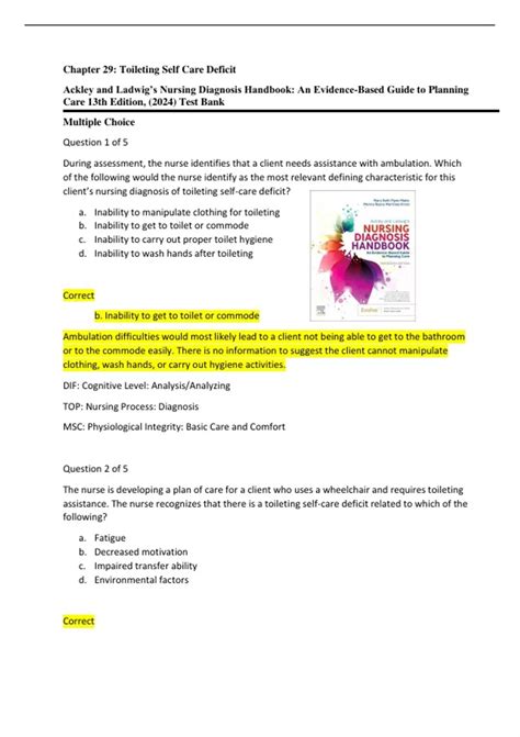 Chapter 29 Toileting Self Care Deficit - Ackley and Ladwig’s Nursing ...