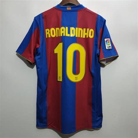 Vintage 10 Ronaldinho Jersey 2007 2008 Barcelona Jersey, Ronaldinho ...