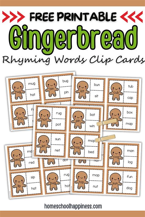Gingerbread Man Rhyming Words Printable for Holiday Learning