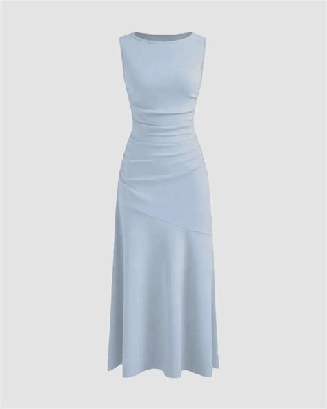 Dusty Blue Lace Flare Sleeve Mini Dress with Ruched Front - Littlebox India