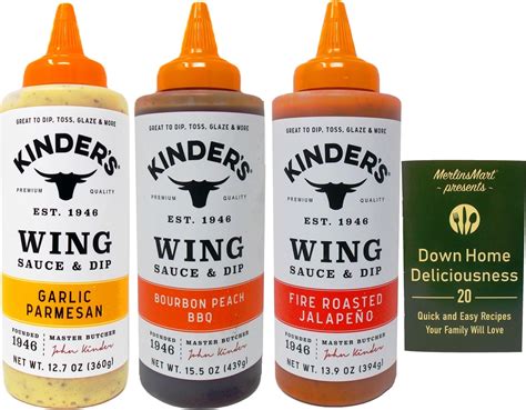 Kinder's Wing Sauce & Dip 3 Flavor Variety (1) Each: Garlic Parmesan ...