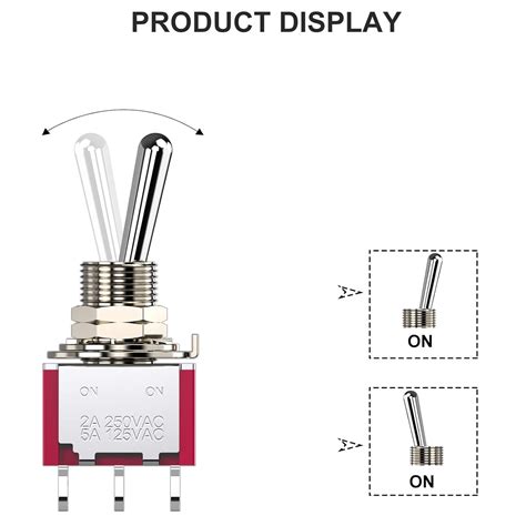 Buy DIYhz Toggle Switch AC 5A/125V 2A/250V 6 Pin Terminals On/On 2 ...