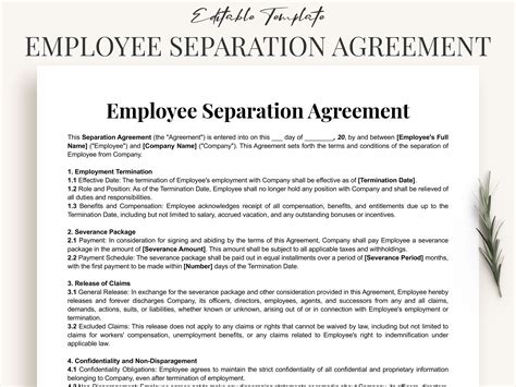Separation Certificate Template