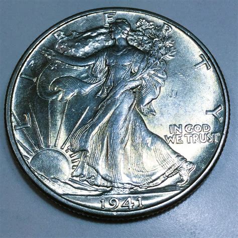 1941 Uncirculated Walking Liberty Half Dollar Beautiful Coin | Property ...