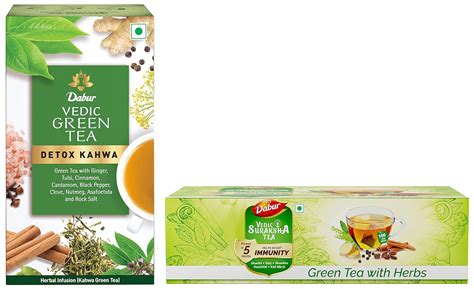 Dabur Vedic Suraksha Green Tea - 100 Tea Bags & Dabur Vedic Green Tea ...