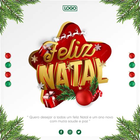 Premium Vector | Banner design for merry christmas in portuguese feliz ...
