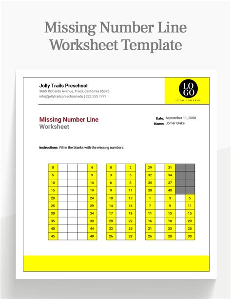Missing Number Number Line Excel Worksheet 的图像结果