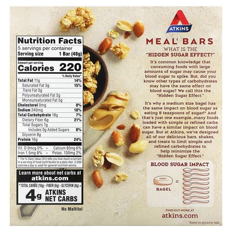 Atkins Peanut Butter Bar Nutrition Label at Samuel Truelove blog