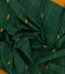 Dark Green Handloom Rasipuram Cotton Saree With Stripes & Buttas-RA2522 ...