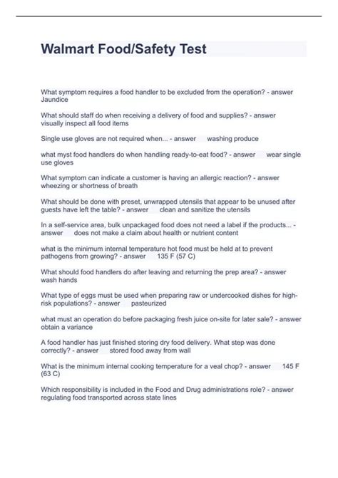 Walmart Food Safety Test Questions and Answers Latest 2024 - Nrfsp ...