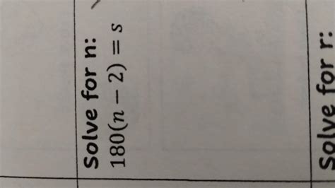 Solve for n: 180(n-2)=s - brainly.com
