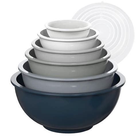 Loobuu Mixing Bowls with Lids, Set of 6, BPA-Free Plastic, Nesting, Microwave and Dishwasher ...