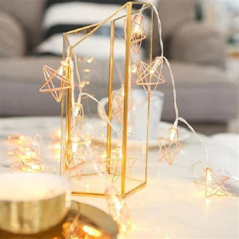 Rose Gold Star LED String Light – 10 Lamps Decorative Fairy Lights for ...