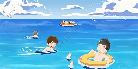 手绘卡通小女孩游泳池玩水免抠PNG图片素材下载_卡通PNG_熊猫办公