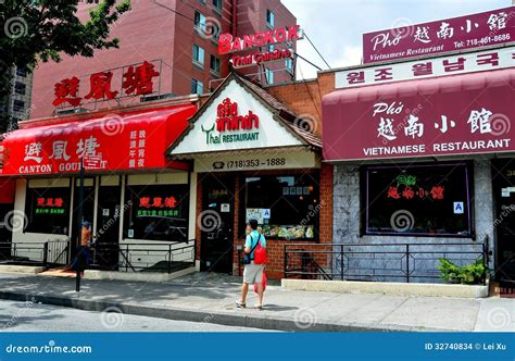 Flushing, NY: Asian Restaurants Editorial Stock Image - Image of food ...