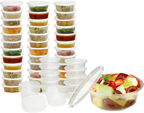 Amazon.com: 8 oz Plastic Containers with Lids (50 sets) - Food Storage ...