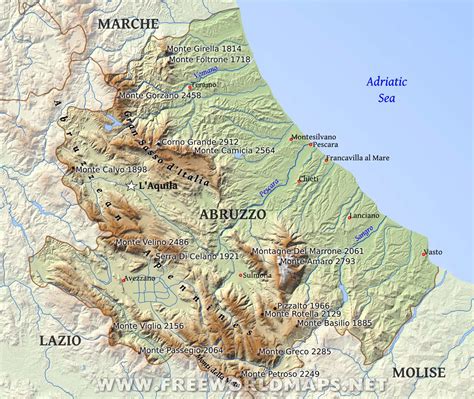 Idrografico Abruzzo Map