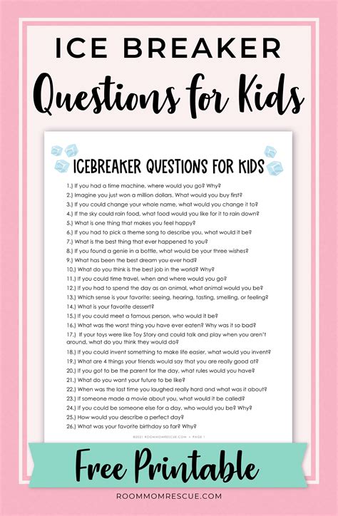 100 Fun Icebreaker Questions for Kids | Ice breaker questions ...