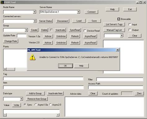 Cannot connect to the ION Enterprise 5.5 server using the PI OPC Tool ...