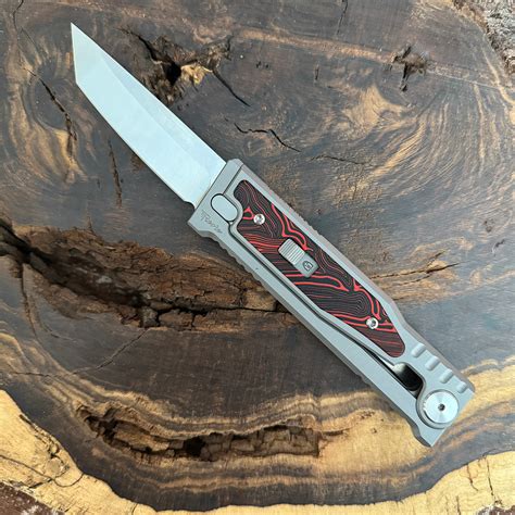 Reate EXO M T/E Gravity Knife Titanium Handle w/ Red Black G10 Damascus ...