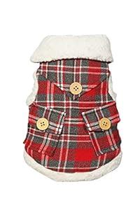 Furry Angels Winter Check Jacket for Dogs and Cats (Size - XS) RED ...