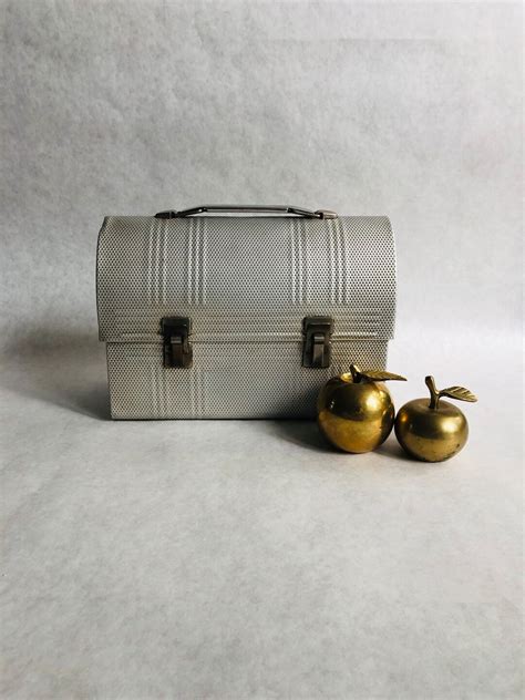 Vintage Textured Aluminum Lunchbox, Domed Silver Lunch Box, W. Steffel ...