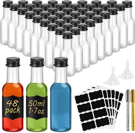 WenYa 48 Pack Mini Liquor Bottles, 50ml Empty Small Plastic Bottle with ...