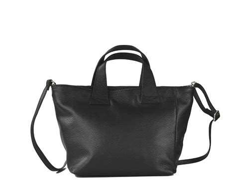 Medium Zip-Top Leather Tote Bag-Black - ODĒ TO ESTHĒTIC
