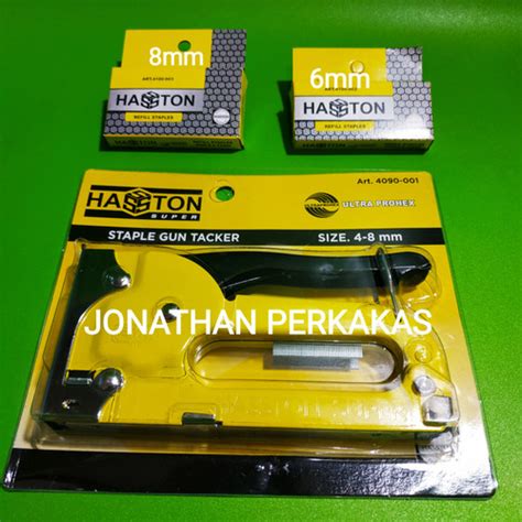 Jual staples gun tacker 3 in 1 jok/staples paket+isi/gun tacker+refil ...