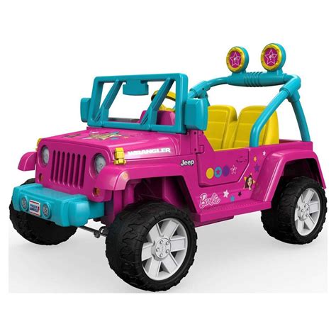 Fisher-Price Power Wheels Barbie Jeep Wrangler with Music and Power ...