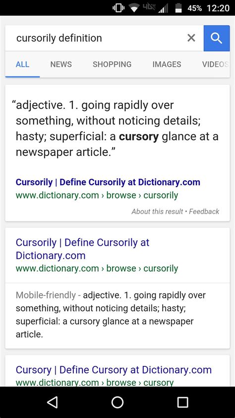 Cursory Hasty